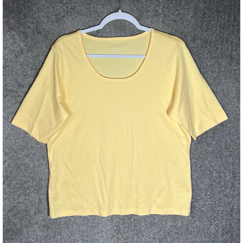 LL Bean Top Womens Size Large Yellow Supima Cotton Scoop Neck Pullover‎ Tee
